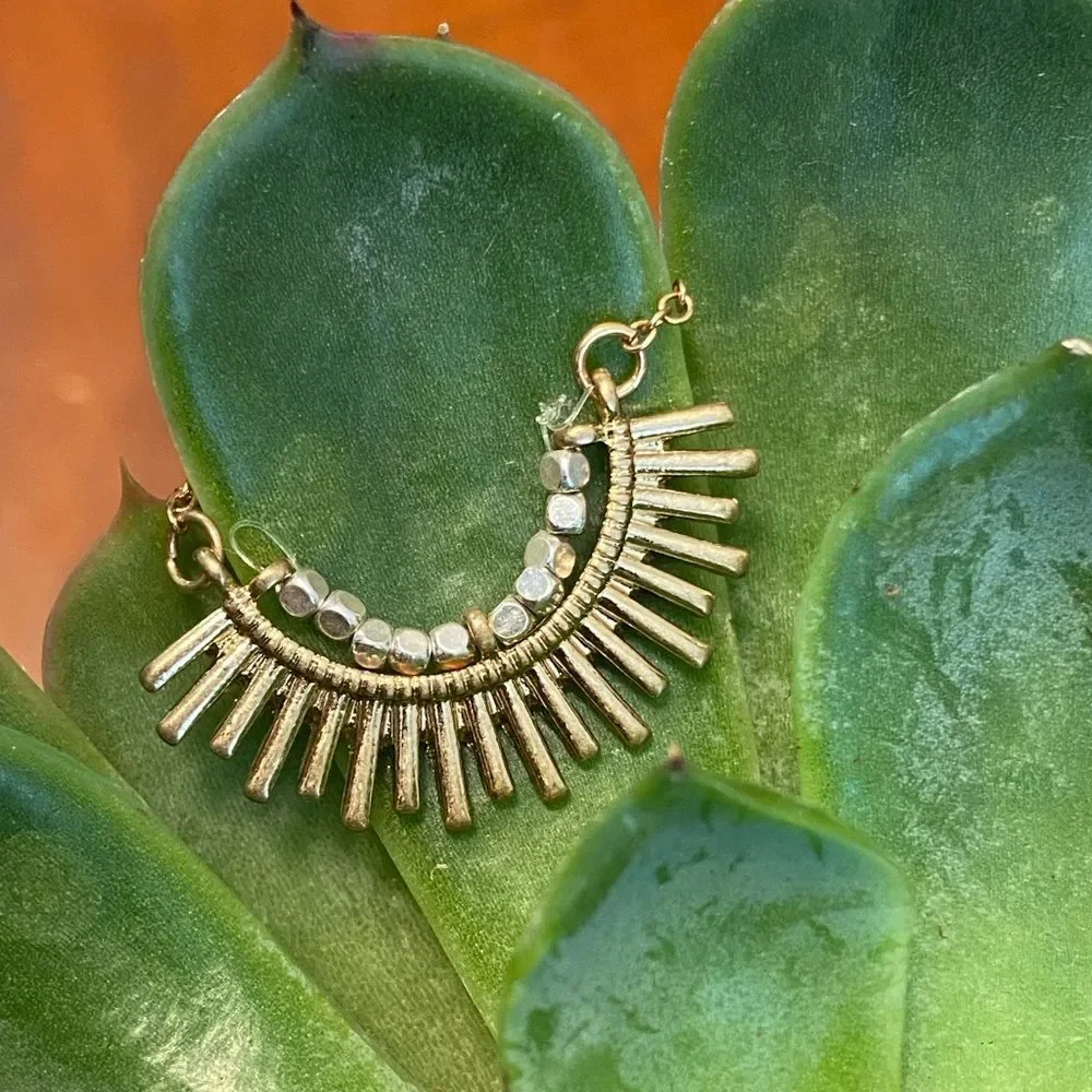 Boho Cottage Festival Simple Sunburst Gold Colored Dainty Necklace